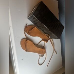 Victoria's Secret Brown Lace-Up Flat Sandals with Stud Trim